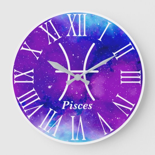 Trendy Zodiac Nebula Pisces Symbol Grote Klok (Voorkant)