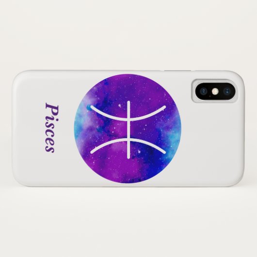 Trendy Zodiac Sign Pisces Paarse Nebula Case-Mate iPhone Case (Achterkant (horizontaal))
