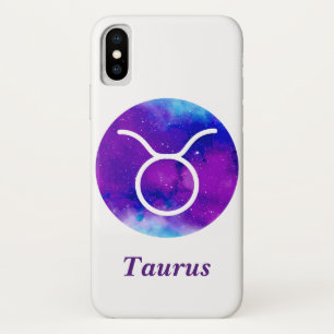 Trendy Zodiac Sign Taurus Paarse Nebula Case-Mate iPhone Case