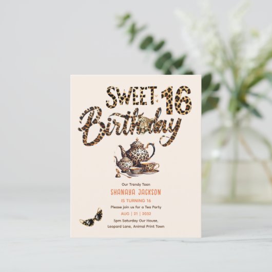 Trendy Zoete 16 Luipaardprint Theepartij (Staand voorkant)