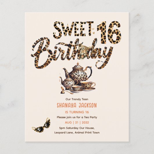 Trendy Zoete 16 Luipaardprint Theepartij (Voorkant)