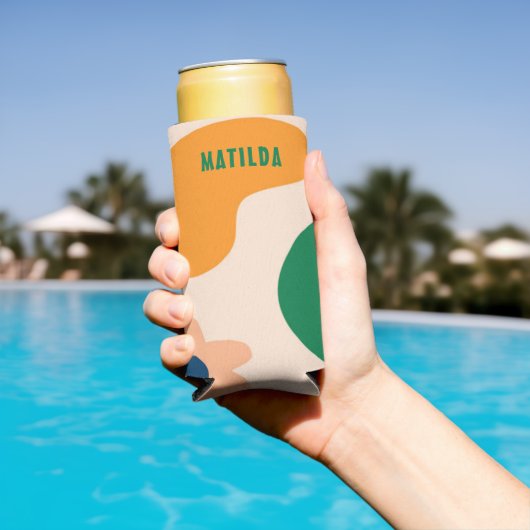 Trendy Zomer Kleurrijke Abstracte Regenboog Strand Seltzer Blikjeskoeler (Insitu Zwembad)