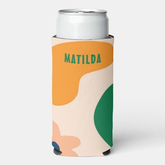 Trendy Zomer Kleurrijke Abstracte Regenboog Strand Seltzer Blikjeskoeler (Seltzer Voorkant)