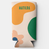 Trendy Zomer Kleurrijke Abstracte Regenboog Strand Seltzer Blikjeskoeler (Voorkant)