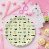 Trendy zomer pictogrammen patroon papieren bordje (Feest)