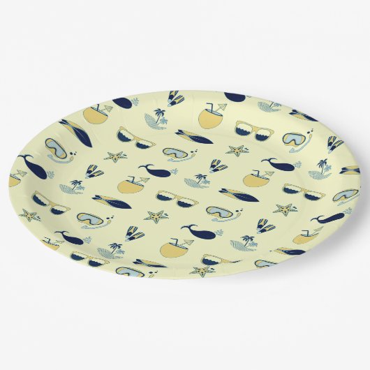 Trendy zomer pictogrammen patroon papieren bordje (Gekanteld)