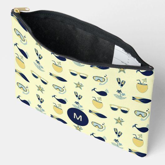 Trendy zomer symbolen patroon Monogram Etui (Open)