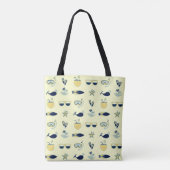 Trendy zomer symbolen patroon Monogram Tote Bag (Achterkant)