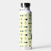 Trendy zomer symbolen patroon Monogram Waterfles (Rechts)