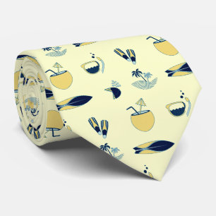 Trendy zomer symbolen patroon pastel geel stropdas