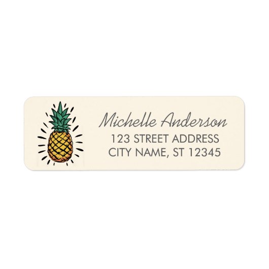 Trendy Zomer Tropische Ananas Retouradres  Etiket (Voorkant)