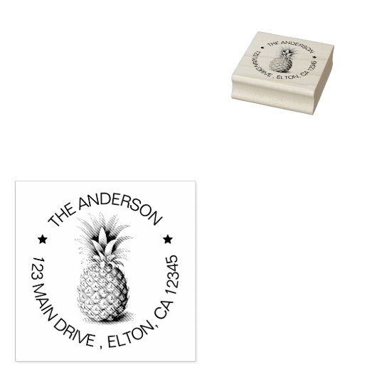 Trendy Zomer Tropische Ananas Retouradres Rubberstempel (Gestempeld)