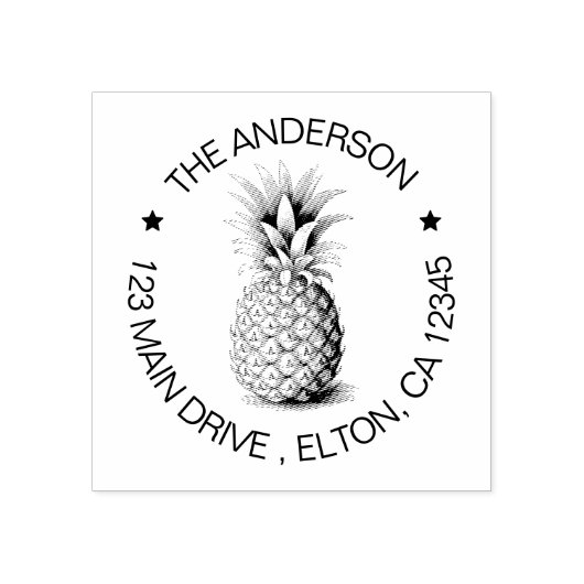 Trendy Zomer Tropische Ananas Retouradres Rubberstempel (Afrduk)