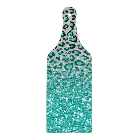 trendy zomeraqua green leopard animal print snijplank (Voorkant)