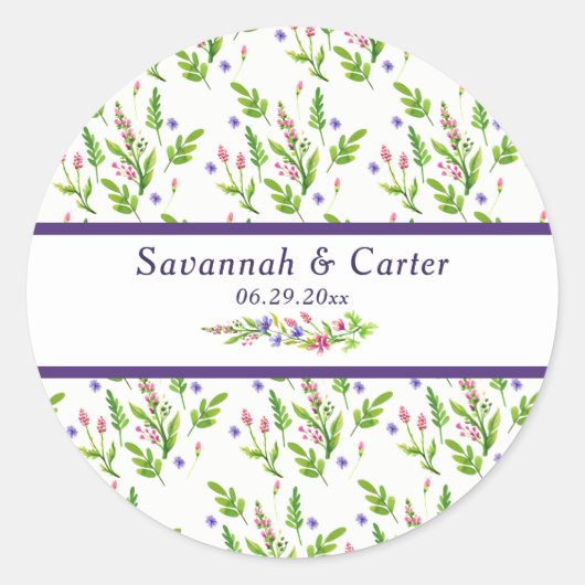 Trendy zomerbloemen bruiloft Sticker (Voorkant)