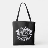 Trendy zomercamping l Zwart-wit Tote Bag (Achterkant)