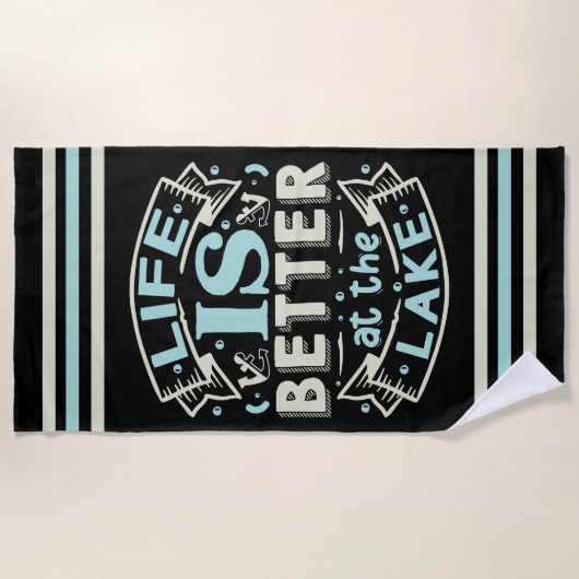 Trendy Zomerleven is Beter aan het Meer Strandlaken (Voorkant)