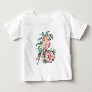 Trendy zomerstrand Parrot en Hibiscus Bloemen