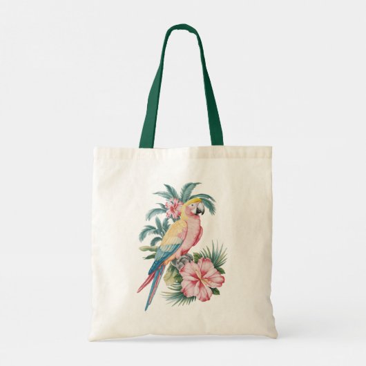 Trendy zomerstrand Parrot en Hibiscus Bloemen Tote Bag (Achterkant)