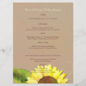 Trendy Zonnebloem Bruiloft Receptie Diner Menu (Voorkant)