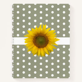 Trendy Zonnebloem Polka Dots Eenvoudig Groen Notitieboek