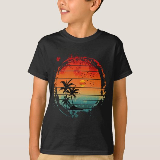 trendy zonsondergang palmboom t-shirt (Voorkant)