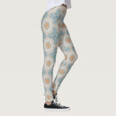 Trendy Zuidwest Blauw Beige Patroon Design Leggings (Rechts)