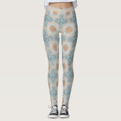 Trendy Zuidwest Blauw Beige Patroon Design Leggings (Voorkant)