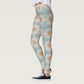 Trendy Zuidwest Blauw Beige Patroon Design Leggings (Links)