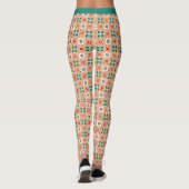 Trendy Zuidwest Patroon Zalm Blauwgroen Leggings (Achterkant)