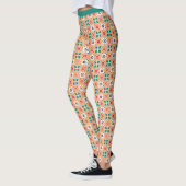 Trendy Zuidwest Patroon Zalm Blauwgroen Leggings (Links)