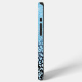 Trendy Zwart & Blau Glitter Ombre Luipaardprint iPhone Hoesje (Linkerkant)