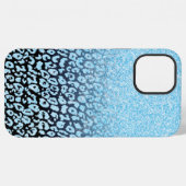 Trendy Zwart & Blau Glitter Ombre Luipaardprint iPhone Hoesje (Achterkant horizontaal)
