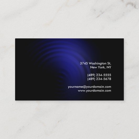 Trendy zwart blauw modern minimalistisch futuristi visitekaartje (Achterkant)