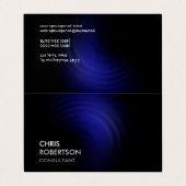 Trendy zwart blauw modern minimalistisch futuristi visitekaartje (Buitenkant ongevouwen)