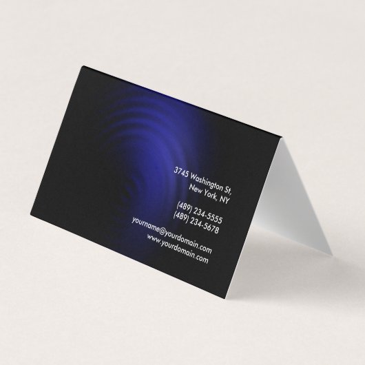 Trendy zwart blauw modern minimalistisch futuristi visitekaartje (Achterkant)