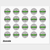 Trendy zwart damask afstuderen personaliseer stick ronde sticker (Vel)