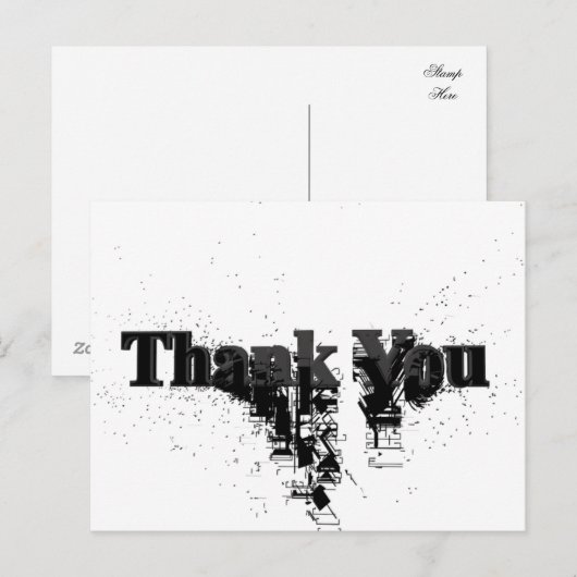 Trendy zwart dank u briefkaart (Voorkant / Achterkant)