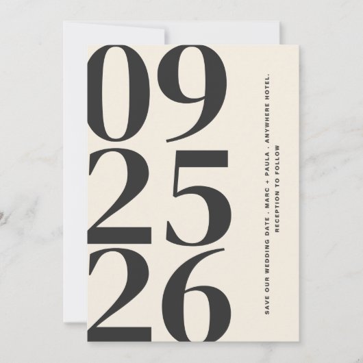Trendy Zwart Eenvoudig Elegant Modern Minimalist Save The Date (Voorkant)