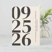 Trendy Zwart Eenvoudig Elegant Modern Minimalist Save The Date (Staand voorkant)