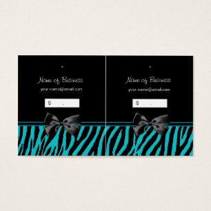 Trendy zwart en Blauwgroen zebra print hang Labels Visitekaartjes