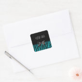 Trendy zwart en Blauwgroen zebra print prijs Label (Envelop)