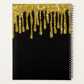 Trendy zwart en goud glitter druppels aangepaste n planner (Achterkant)