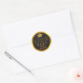 Trendy zwart en goud Klasse van 2016 afstudeerdop Ronde Sticker (Envelop)
