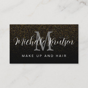 Trendy zwart en goud make-up artiest haar salon visitekaartje