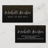 Trendy zwart en goud make-up artiest haar salon visitekaartje (Voorkant / Achterkant)