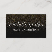 Trendy zwart en goud make-up artiest haar salon visitekaartje (Voorkant)