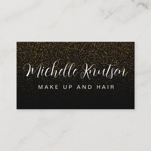 Trendy zwart en goud make-up artiest haar salon visitekaartje (Voorkant)