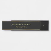 Trendy zwart en goud moderne elegante Sjabloon Deurbordje (Voorkant)