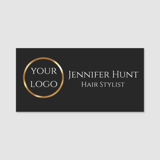 Trendy zwart en goud naamplaatje (Voorkant)